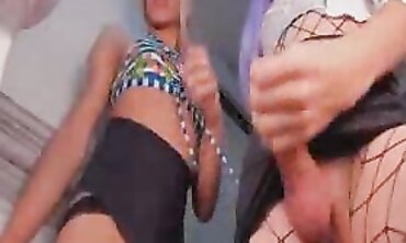 Shemale And Her Acquaintance Get Hand-Job On Webcam