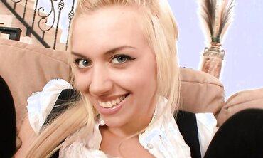 Petite Blonde Emma Mae Gets Hardcore In Stockings