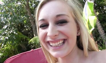 Blonde Amateur Stacey Takes a Hardcore Dip in the Pool