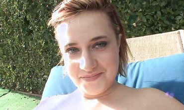 Amateur Redhead Hardcore Action by the Pool