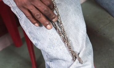 Solo Black Guy Strokes His Massive Cock In Dark Trousers