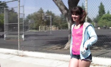 Petite Brunette Elizabeth Rides the Bike Rail