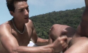 Gay Latin Bareback Masturbation on a Boat