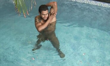 Solo Gay Latin Muscle With Tattoos Stroking His Dark Trunk
