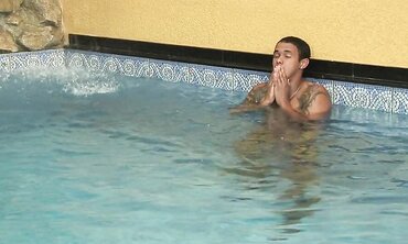 Guy Jacking Off by the Pool
