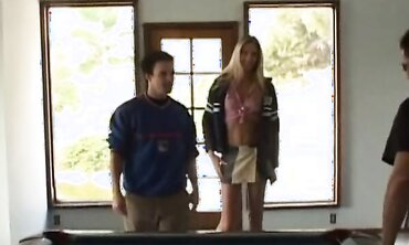 Blonde College Girl Takes Double Penetration