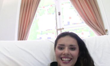 Petite Brunette Takes Two Stiff Cocks