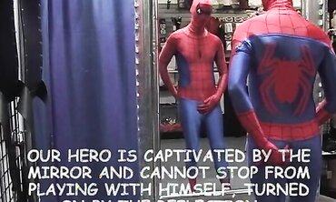 Gay Mature Man Gives Spiderman a Blowjob