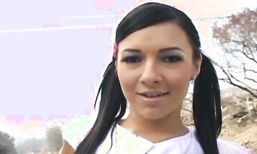 Petite Brunette Takes Four Guys in Hardcore Group Sex