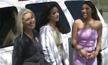 Lesbian Threesome - Two Hot Babes Share Their Sex Toys With A Third