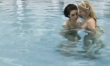 Lesbian Threesome - Three Hot Babes Share Intimate Moments By The Swimming Pool