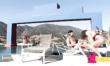 Julie Knight Enjoys A Hot Outdoor Threesome
