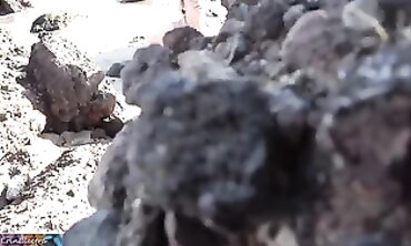 POV Catches Platinum Blonde Cougar on the Beach