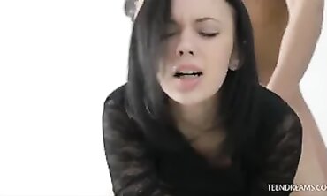 Petite Brunette's Wondrous Caboose Gets Jizzed