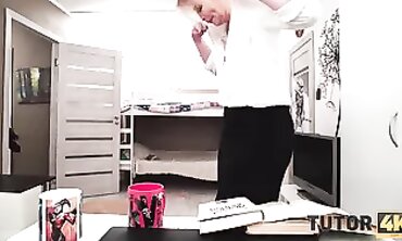 Blonde MILF Tutor Strips For Student