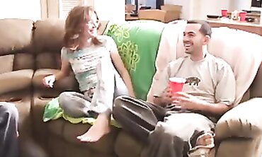 Barely Legal Brunette Amateur Gets Gangbanged in a Wild Homemade Threesome