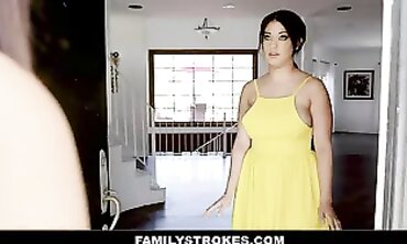 Brunette Daughter-in-Law Rides Stepdad's Big Dick POV