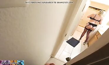 POV: Stepson Catches MILF Stepmom Undressing in the Bathroom