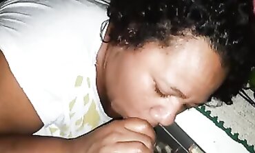 Hot Black MILF Swallows Cum For The First Time