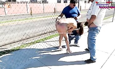 Latina MILF Beauty Gets Public Street Fetish Creampie on Her Ass