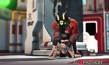 Alien Monster Rapes Blonde in Sci-Fi Lab