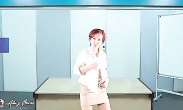 Redhead MILF Teacher Gives college girl A Penetrating Lesson In Class