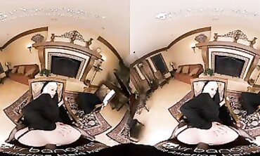VR PLOWERS: Sexual Nun Caught Tugging VR Porno