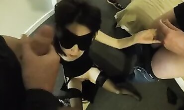 Petite Asian Wife Anna Li Gets Three-Way Facial Cumshot