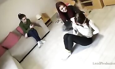 Stunning Brunette Bondage: Strapped, Ball-Gagged & Taped