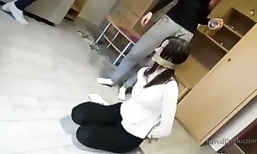 Stunning Brunette Bondage: Strapped, Ball-Gagged & Taped