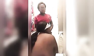 French BBW Stepsister Gives Sloppy Blowjob in Home Restroom
