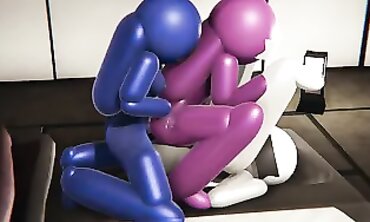 Blue Cosplay Futa Drills Milky and Rosy in Japanese Threesome