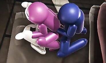 Blue Cosplay Futa Drills Milky and Rosy in Japanese Threesome