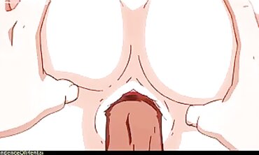 Uncensored Anime Threesome: Busty Babe Takes Two Dicks