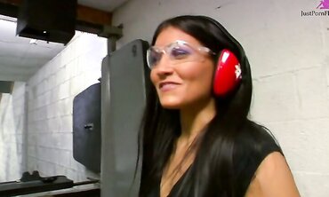 Sexy Teen Gets Picked Up at Shooting Range Only to Fuck Hung Stud and Get Cum Shot on Her Tight Stomach