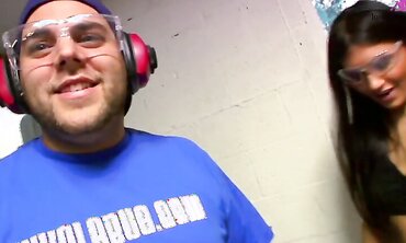 Sexy Teen Gets Picked Up at Shooting Range Only to Fuck Hung Stud and Get Cum Shot on Her Tight Stomach