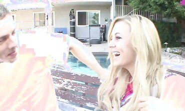 Mae Meyers Is A Very Naughty Cheerleader That Loves Two Guys At A Time