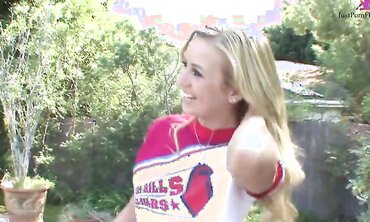 Mae Meyers Is A Very Naughty Cheerleader That Loves Two Guys At A Time