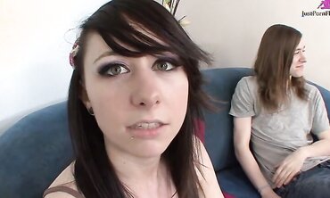 Slutty Brunette Gets Her Shaved Pussy Pounded By A Big White Dick