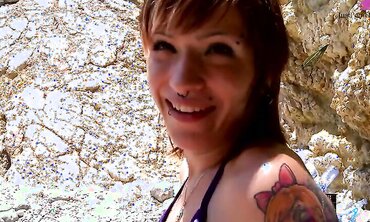 Fresh Faces, Outdoors, Tattooes/Piercings, Facial Cumshot, One on One, Shaved Pussy, 18+, Natural Tits