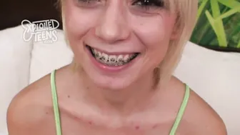 POV Casting: Petite Pixie With Braces Gives Sucky-Sucky