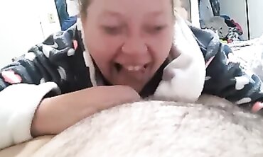 Hotwife MILF and Lesbian Lover Suck Spouse's Dick