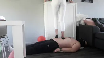 Super-Hot Barefoot Goddess Trampling and Footjob