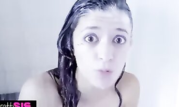 Petite Brunette Stepsister Humps Stepbrother After Shower