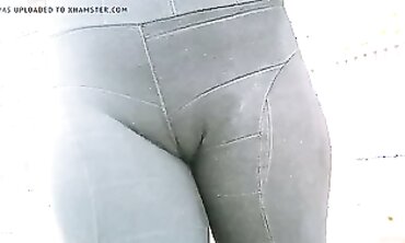 Ash-Blonde Novinha in Tight Pants with No Panties
