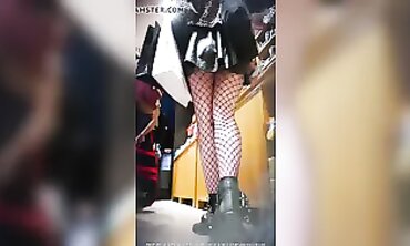 Upskirt Bombshell Babe in Stockings