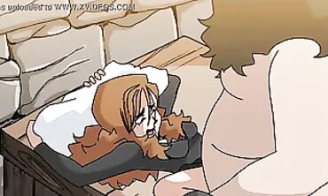 Big Bearded Guy Fucks Petite Redhead Senior in Hentai