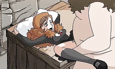 Big Bearded Guy Fucks Petite Redhead Senior in Hentai