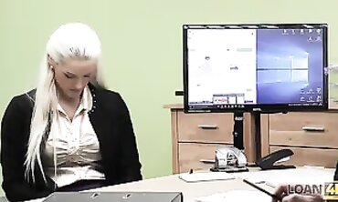 Blonde Store Secretary Gets Exhausted After Work