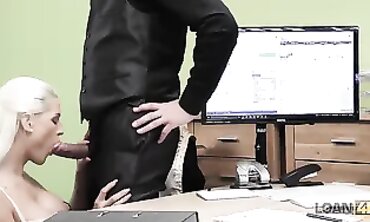 Loan Agent Seduces Blonde Goddess for 4K Audition